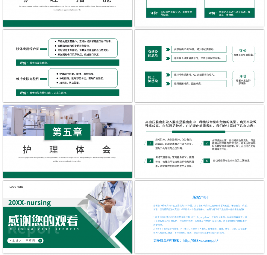 绿色医疗护理个案汇报PPT模板