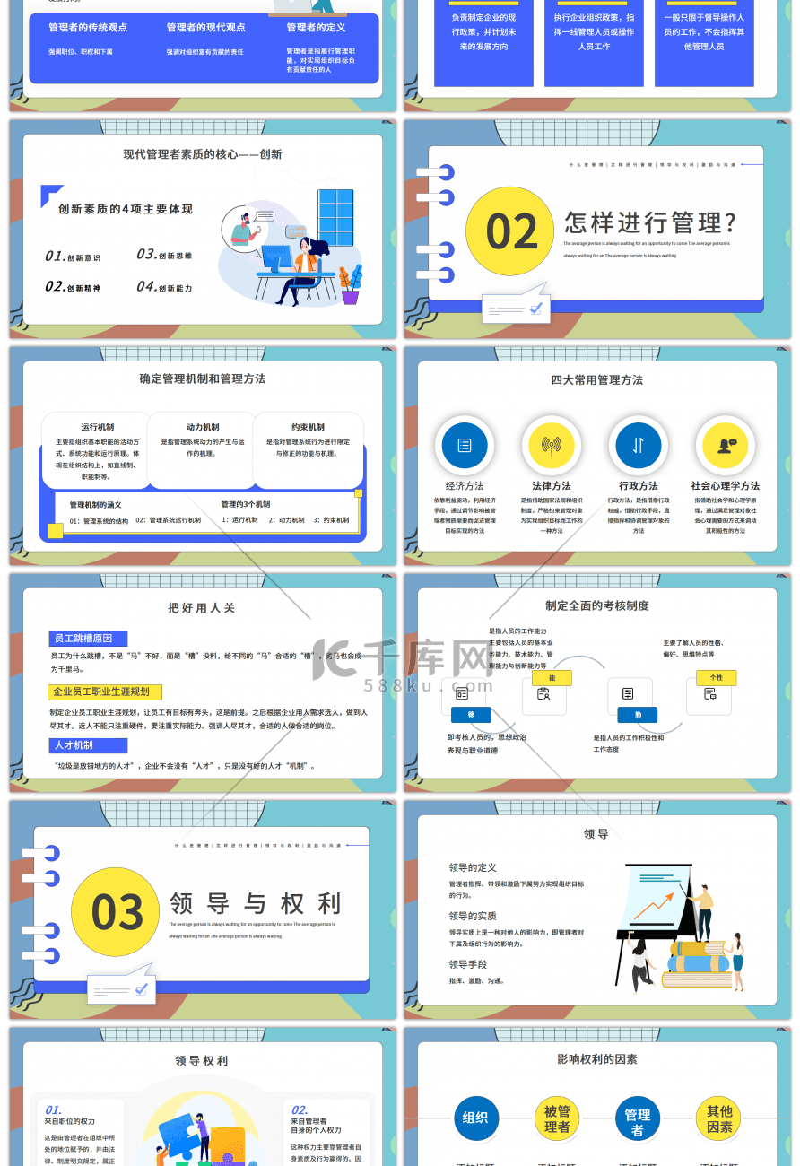 公司员工管理培训蓝色创意图形PPT模板