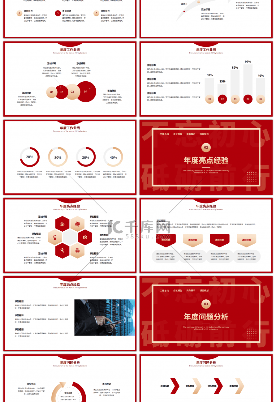 红色简约风年终总结汇报PPT模