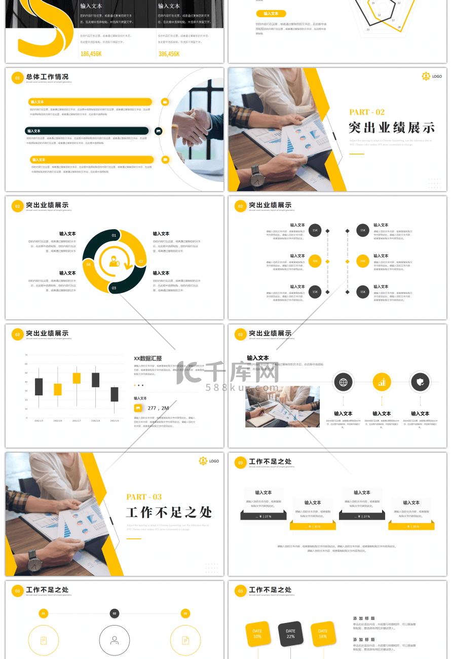 黄色简约工作汇报PPT模板