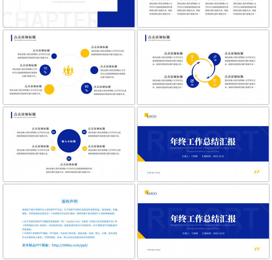 蓝色年终总结汇报通用ppt模板