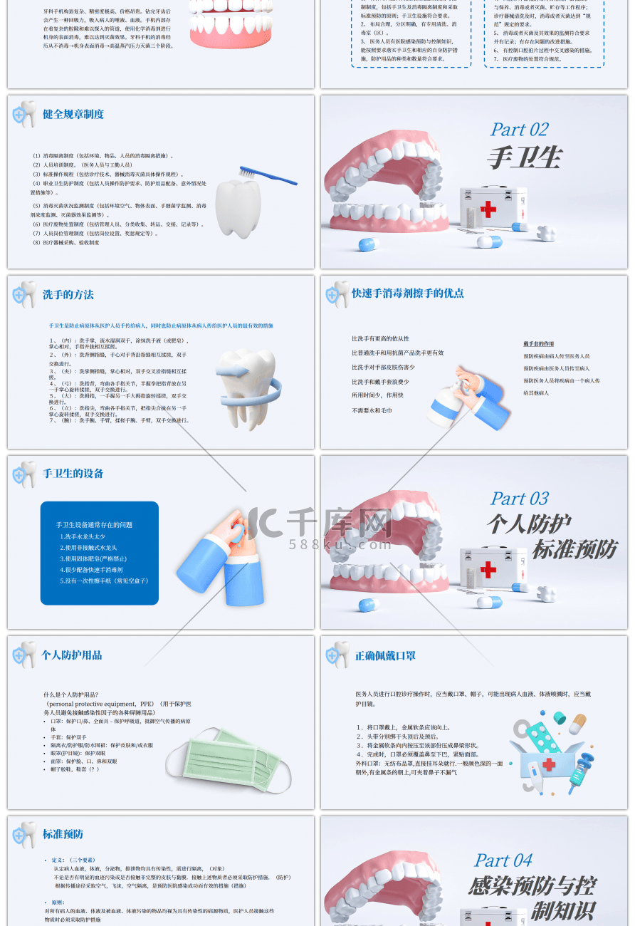 蓝色创意C4D口腔科管理规范PPT模板