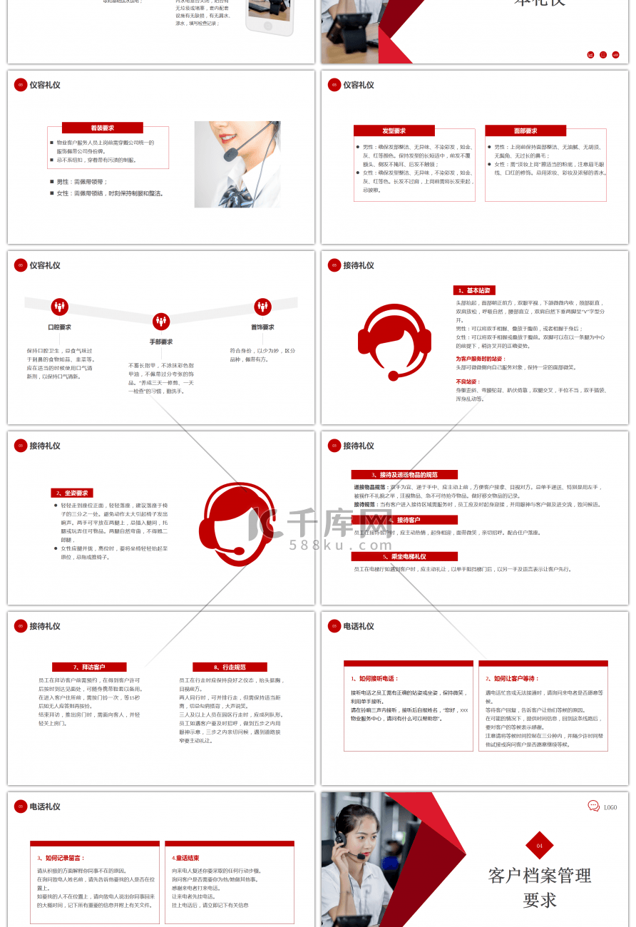 红色商务培训物业客服培训PPT