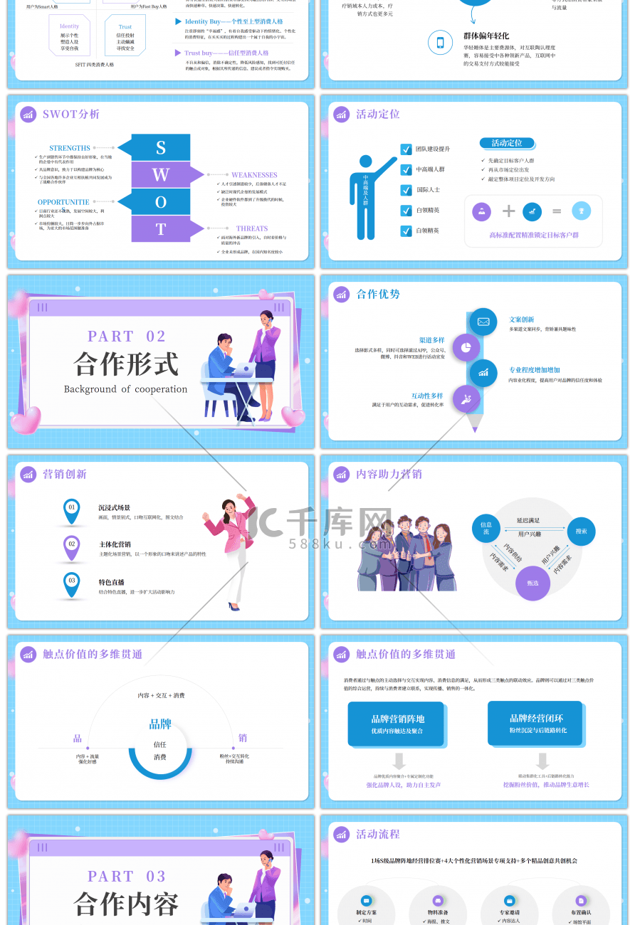 蓝色品牌营销方案宣传PPT模版