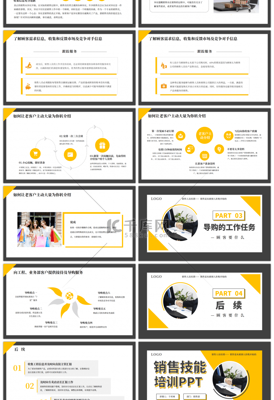 黄色商务销售人员销售技能培训PPT模版