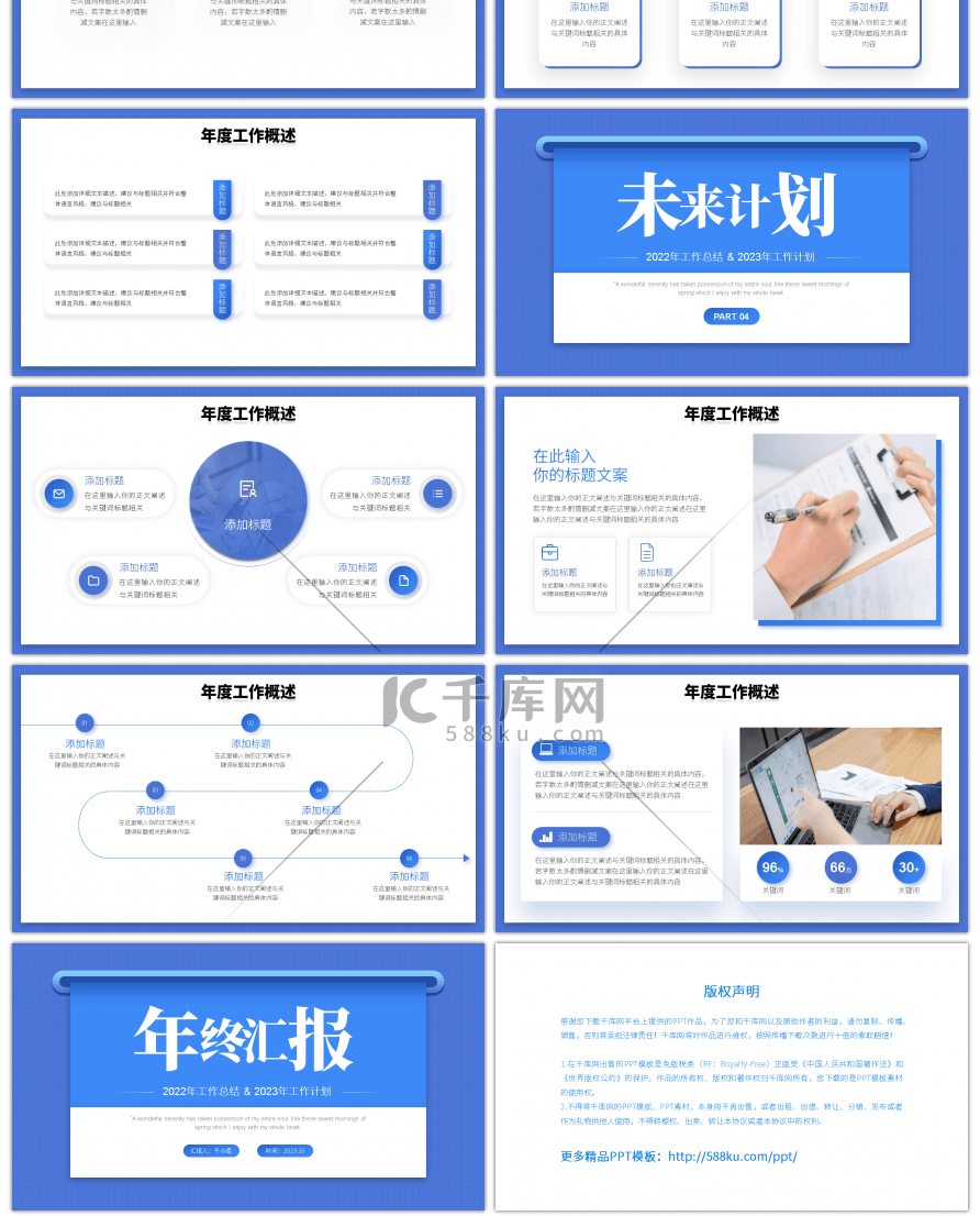 创意蓝色渐变年终汇报PPT模板