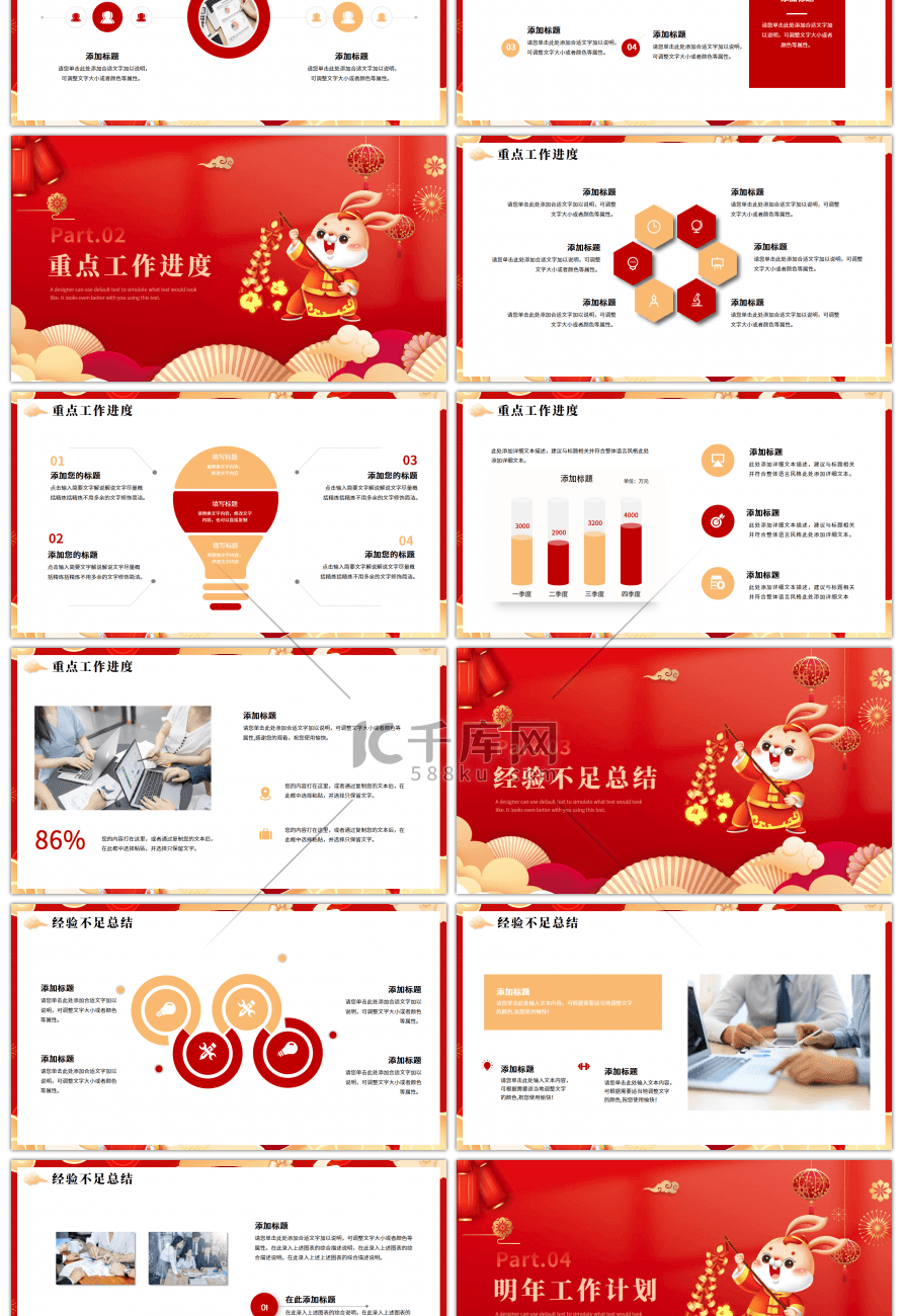 2023年红色兔年年度计划ppt模板