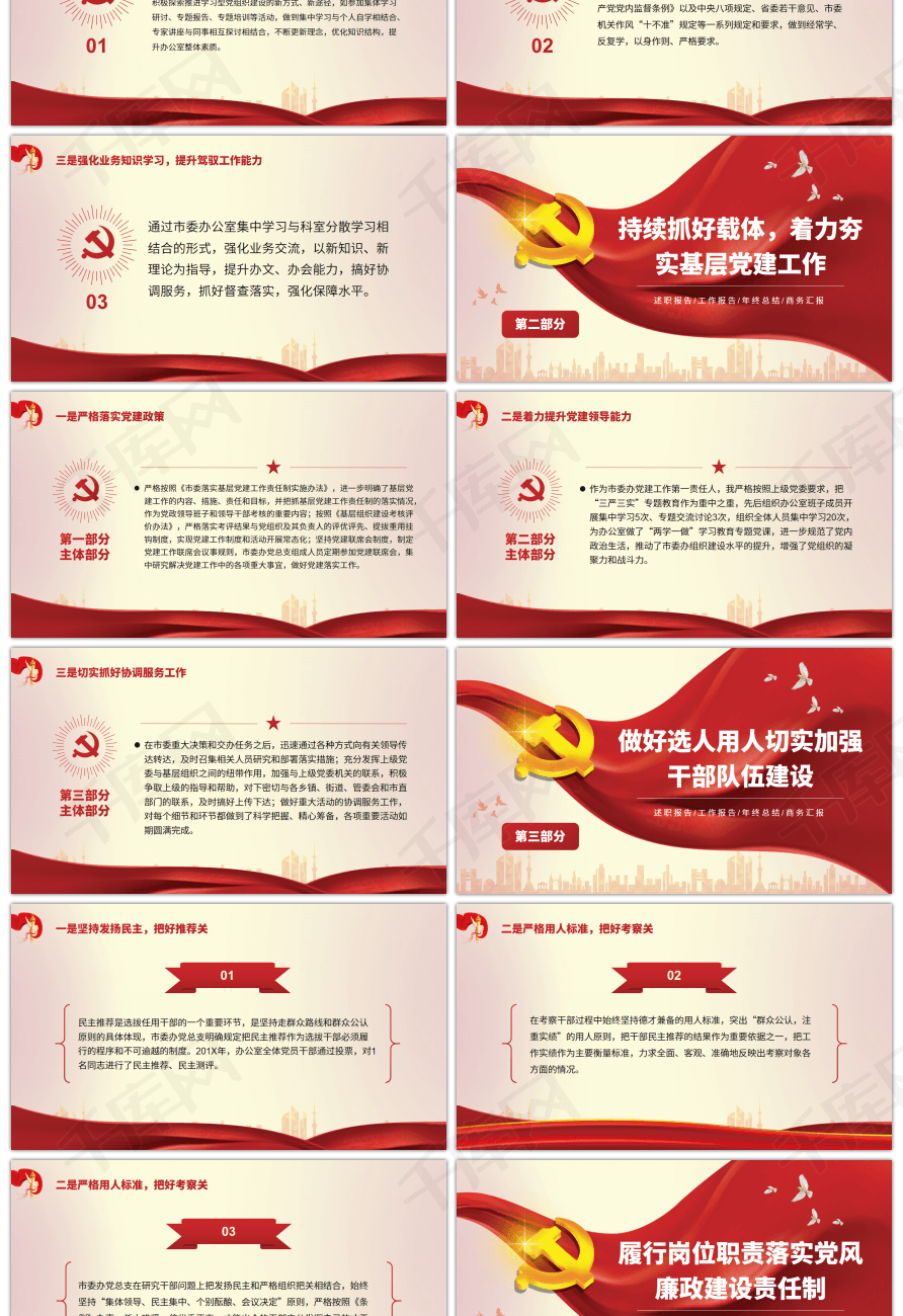 简约基层党支部书记党建工作述职报告PPTppt模板免费下载PPT模板千库网