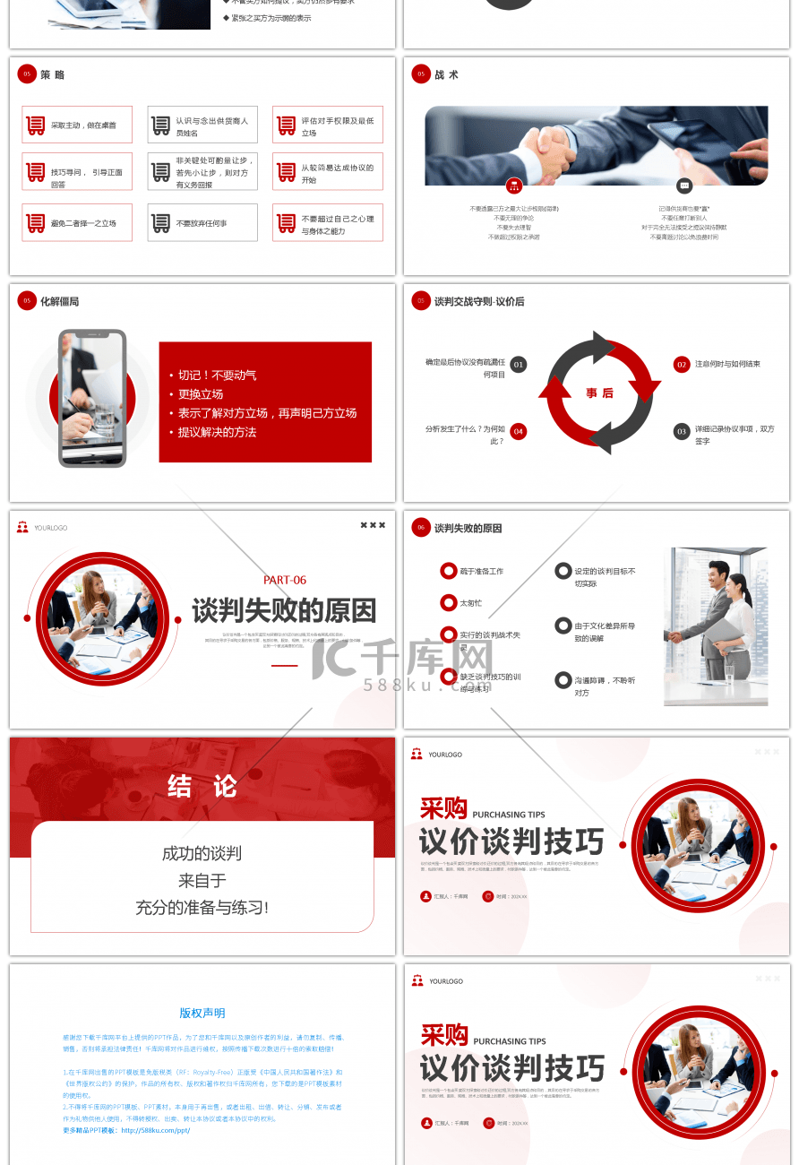 红色采购业务谈判技巧培训PPT