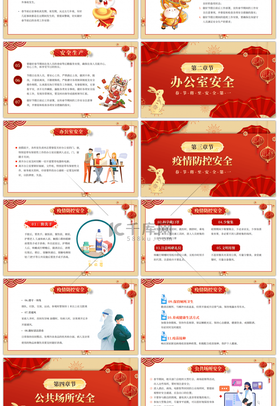 红色中国风企业春节假期安全培训PPT模板