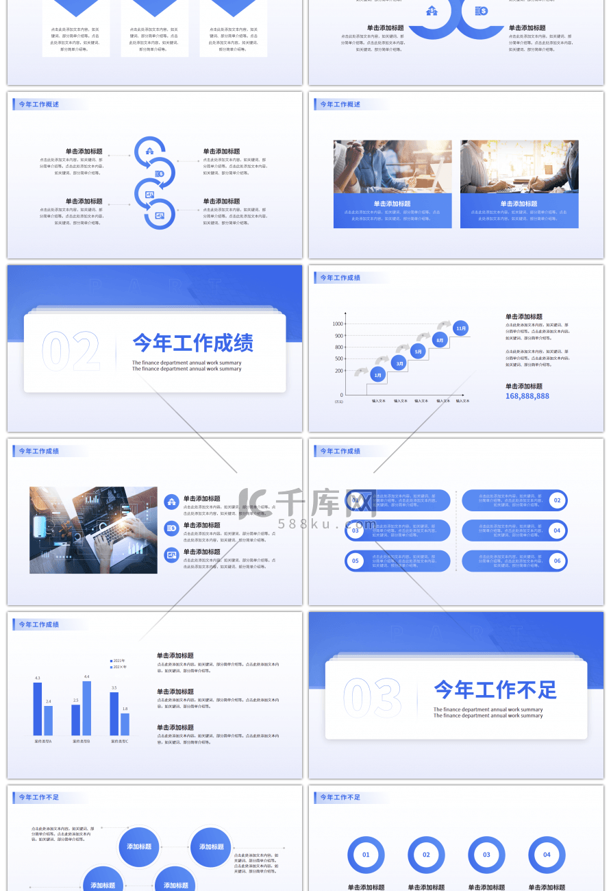 蓝色简约风年终工作总结PPT模板