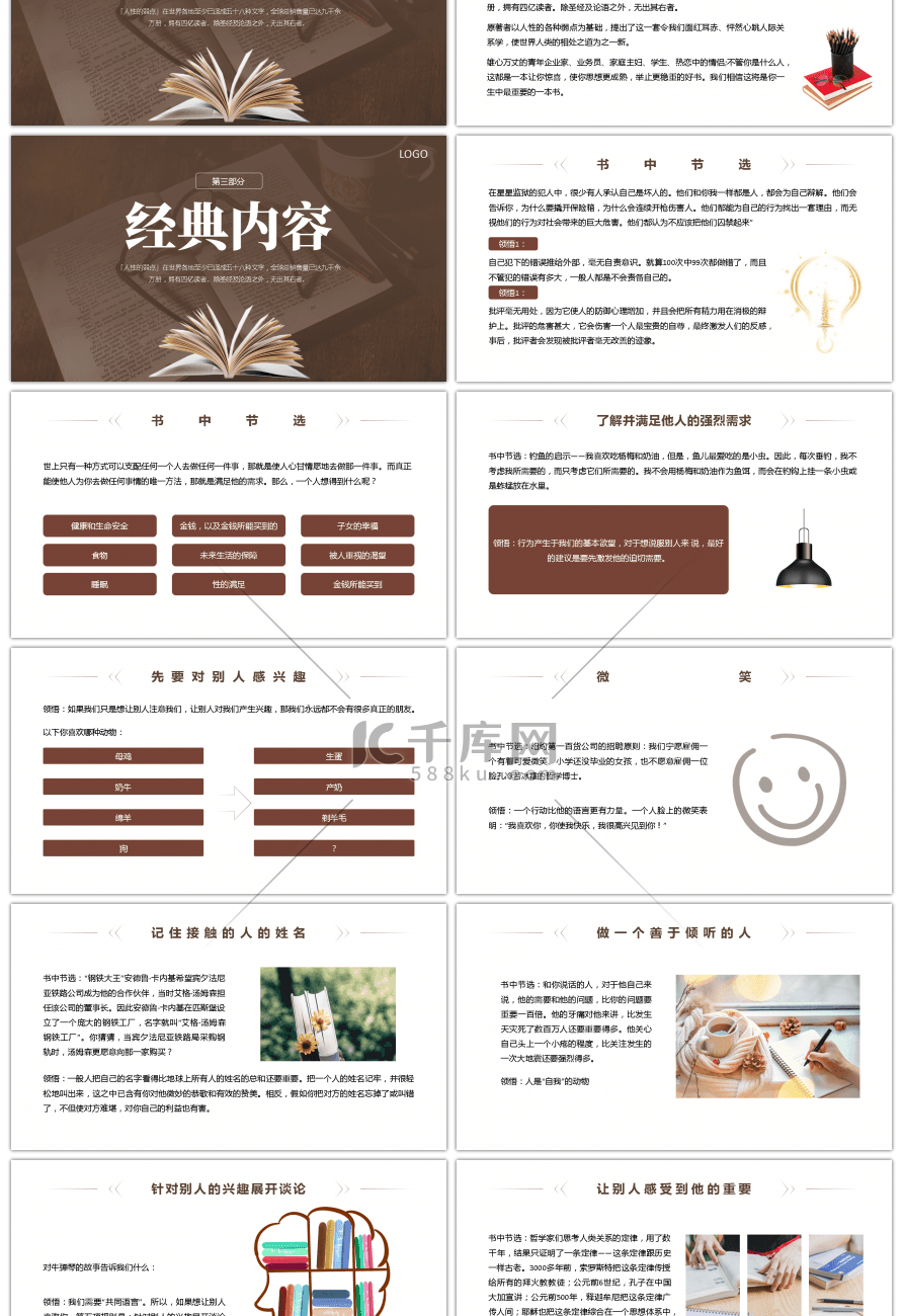 棕色简约人性的弱点阅读分享PPT