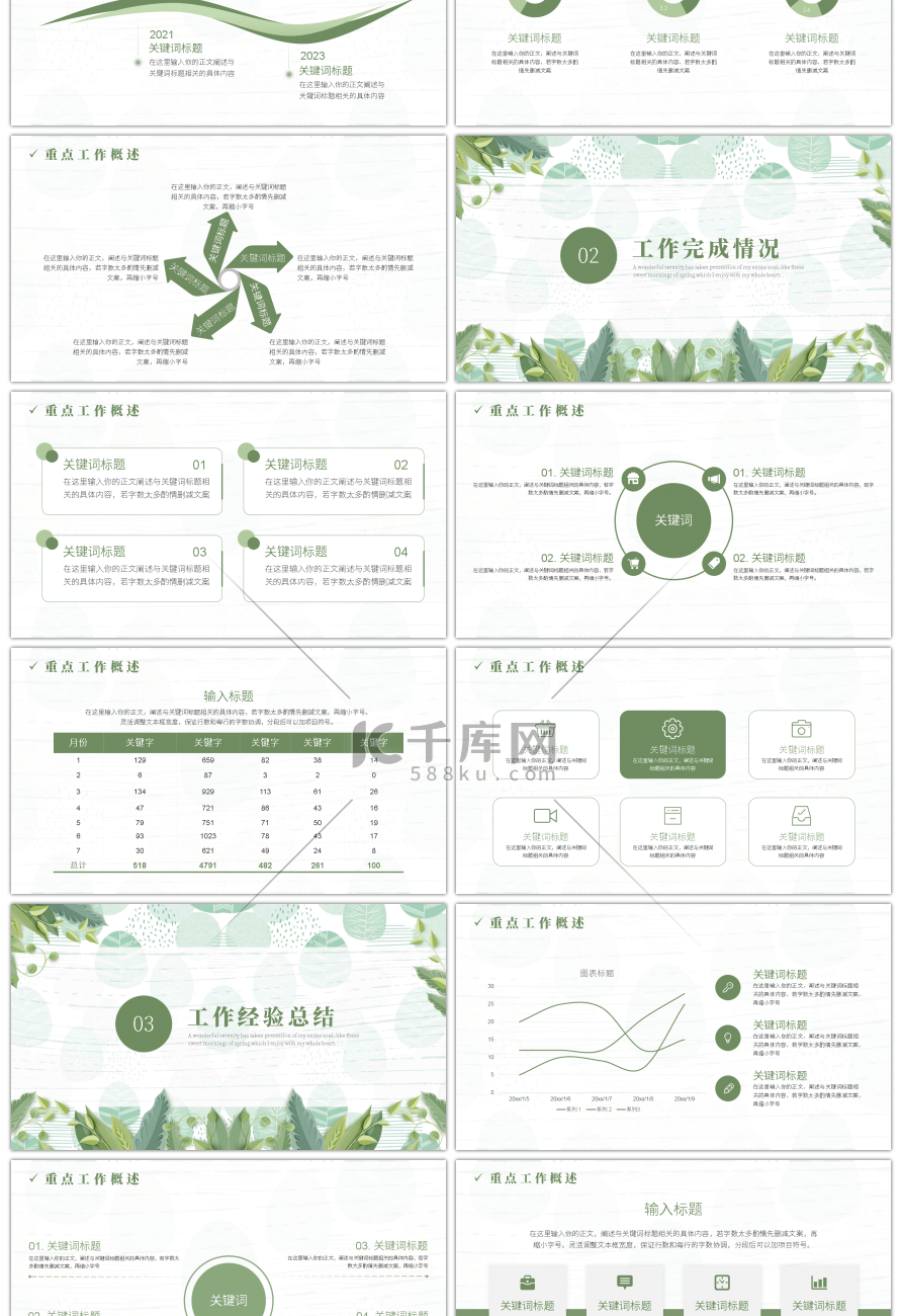 绿色小清新工作计划总结PPT模板
