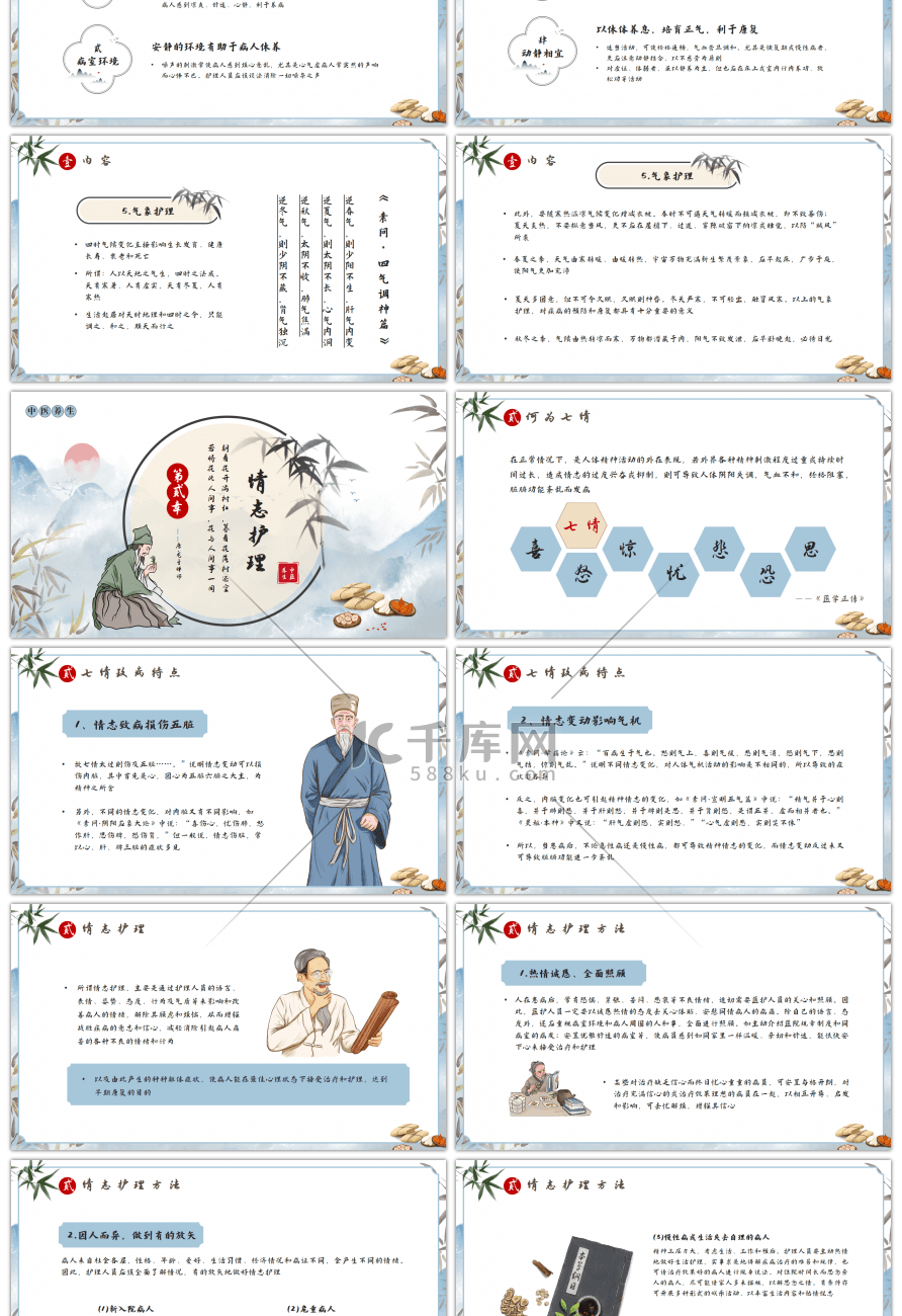 中国风传统中医护理PPT模板