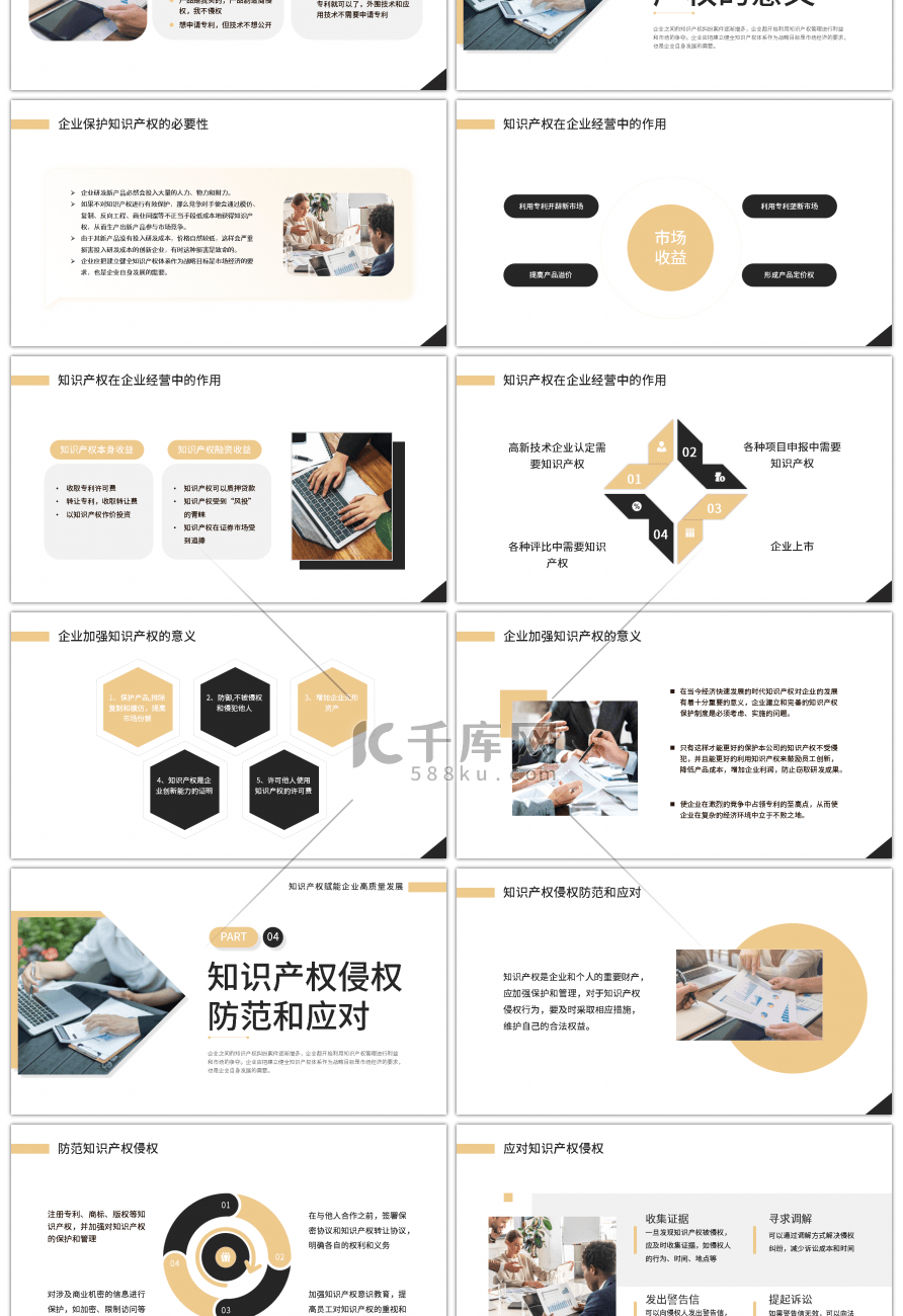 黄色商务企业知识产权培训讲座PPT模板