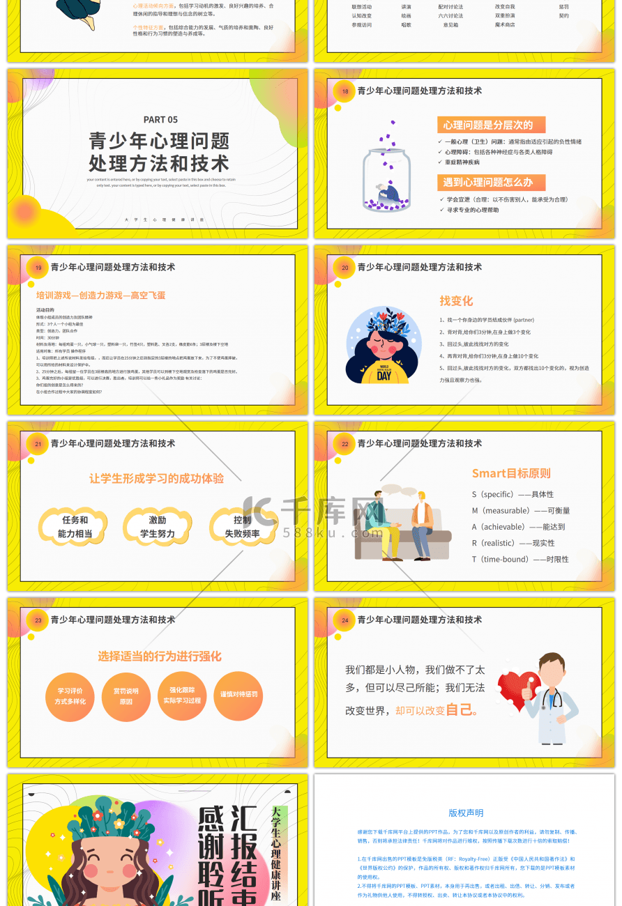 学生心理健康培训讲座PPT模板