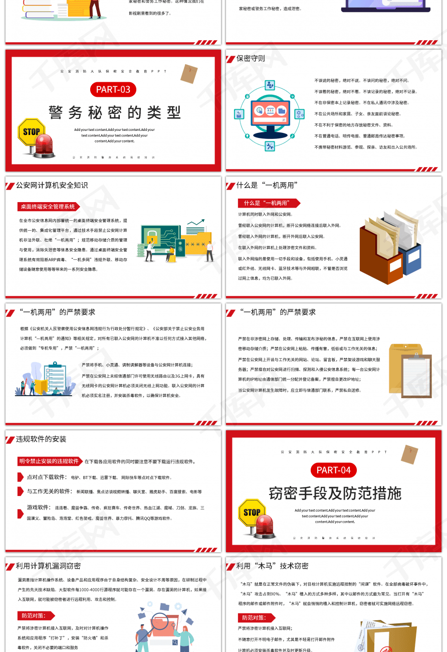 红色简约保密安全教育课件PPT模板