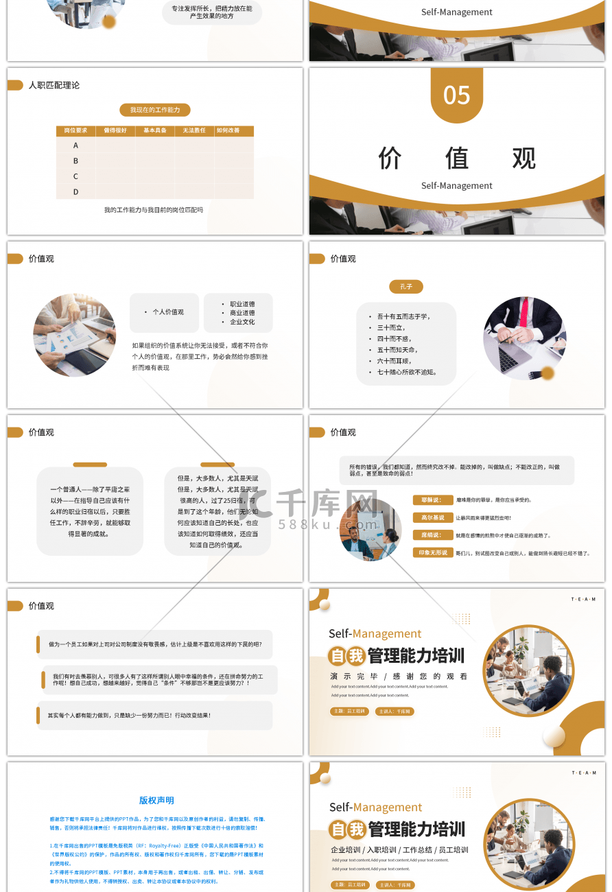 黄色商务企业自我管理能力培训PPT模板