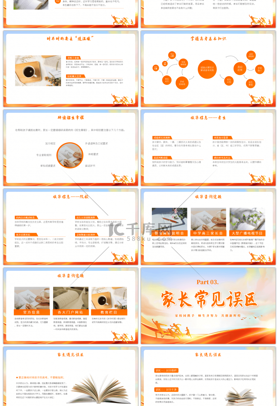 橙色渐变高考考前家长会PPT模板