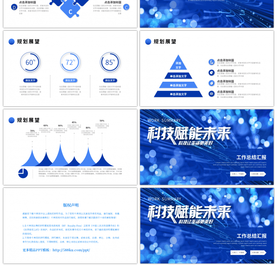 蓝色科技赋能未来工作总结汇报PPT模板