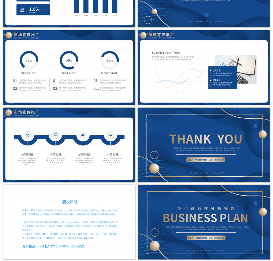 蓝金商务风商业项目计划书PPT模板