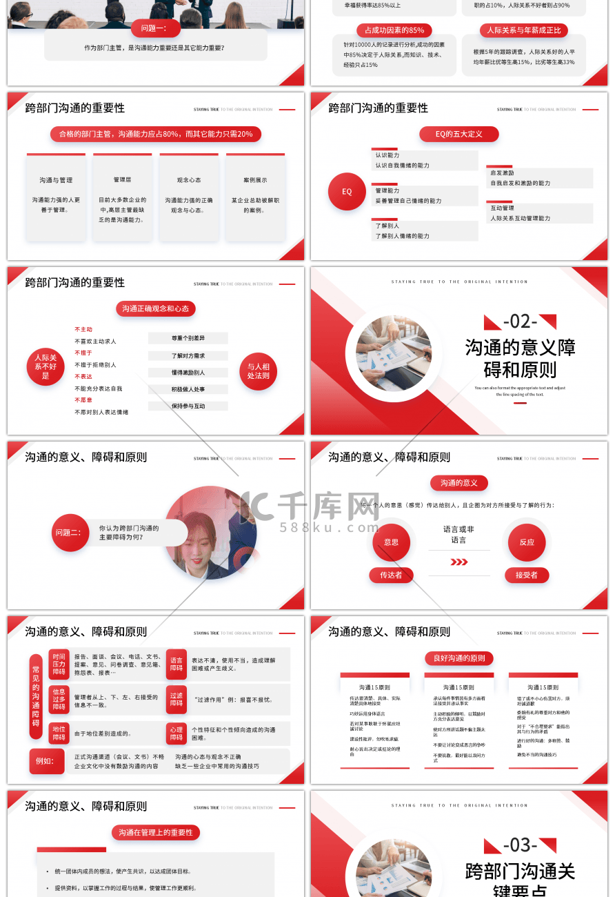 红色商务跨部门沟通PPT模板