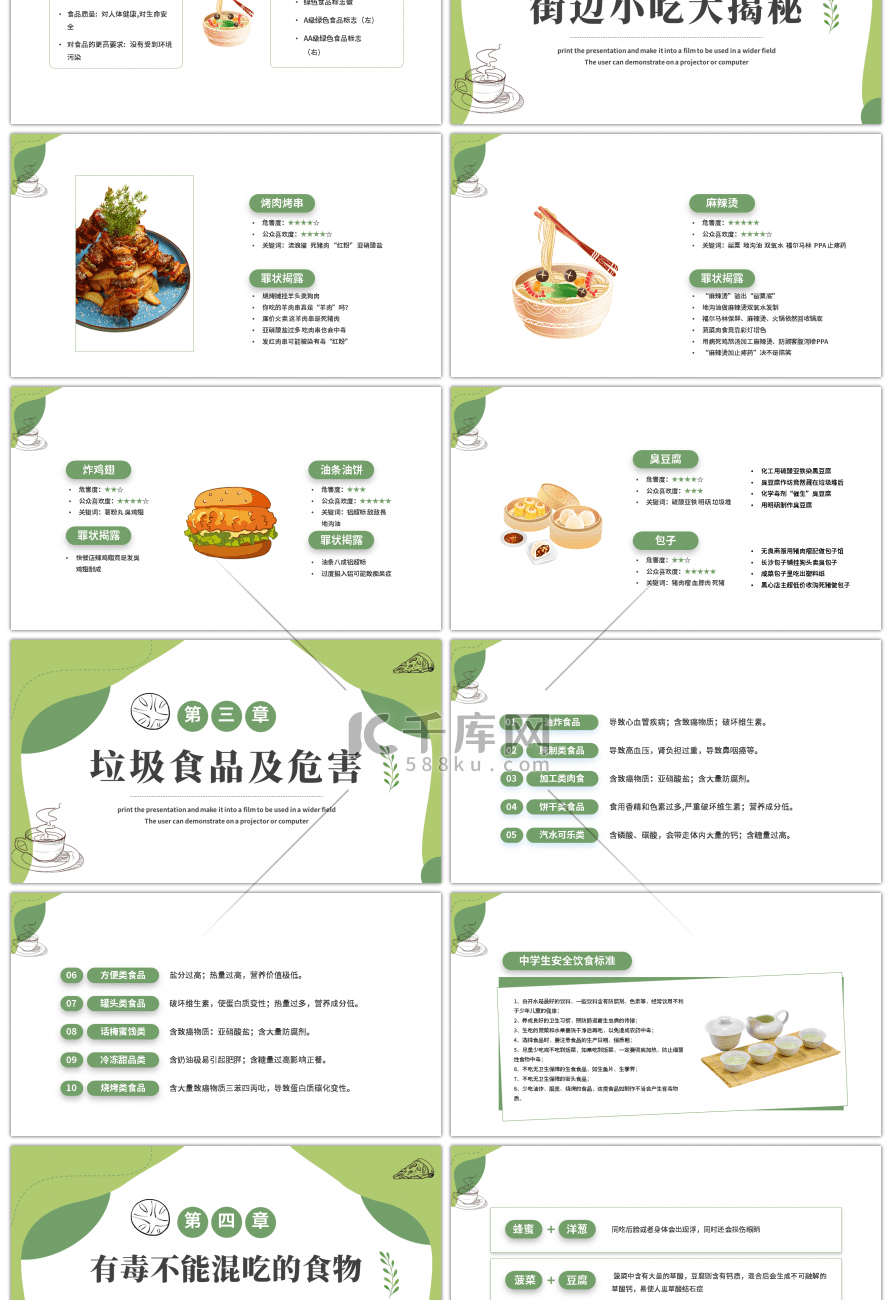 绿色简约食品安全问题主题班会PPT模板