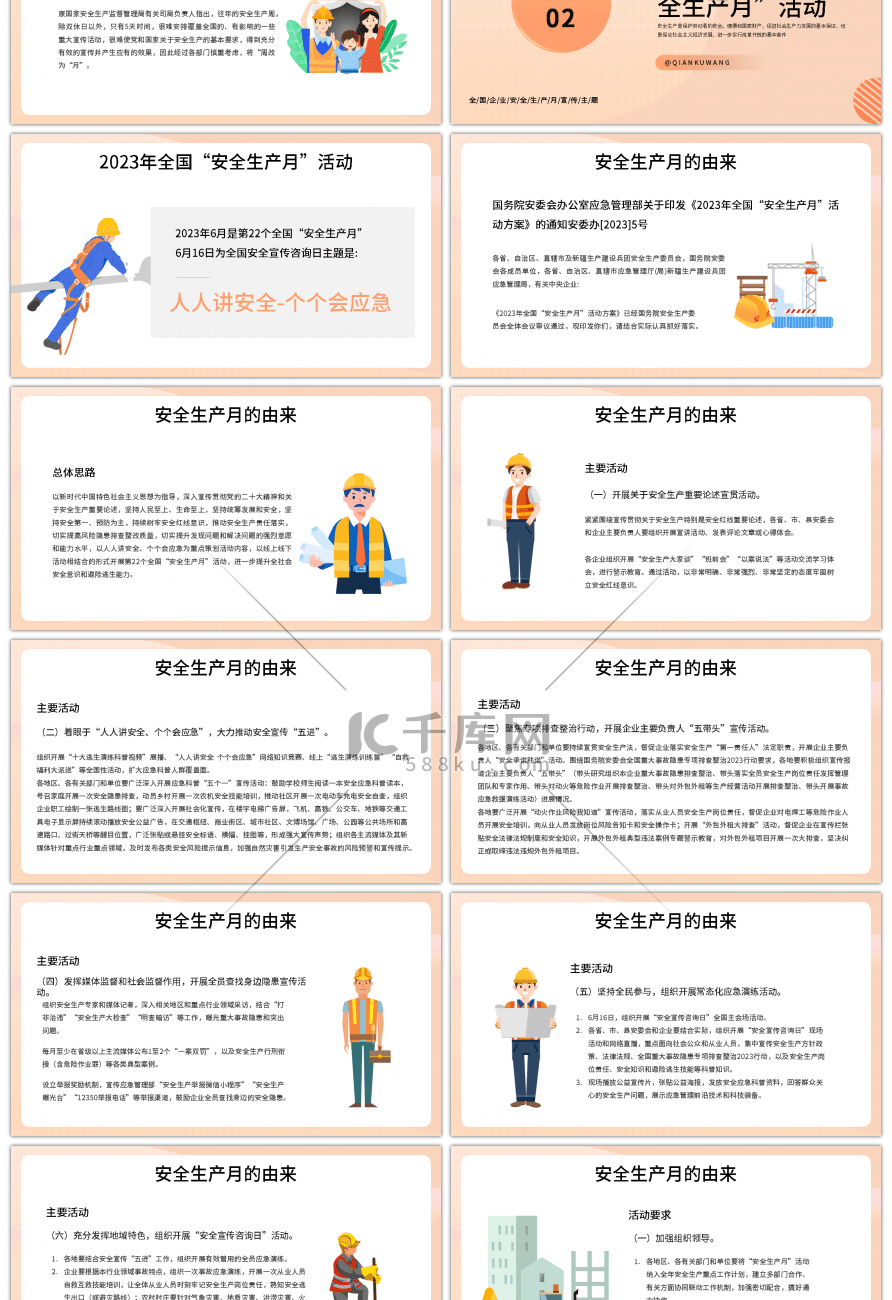 橙色简约全国企业安全生产月宣传主题PPT