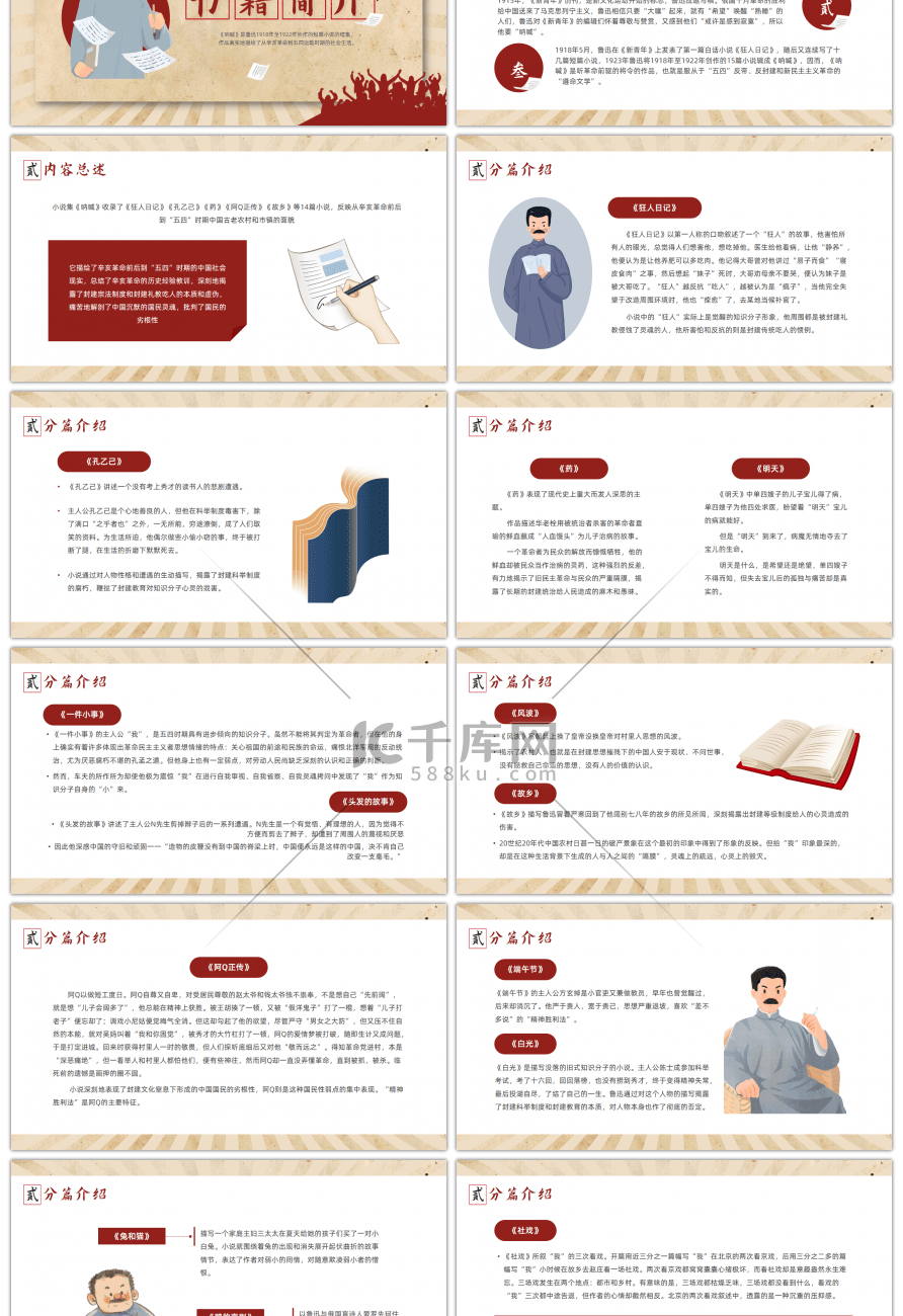 黄色卡通风鲁迅文学读书分享会PPT