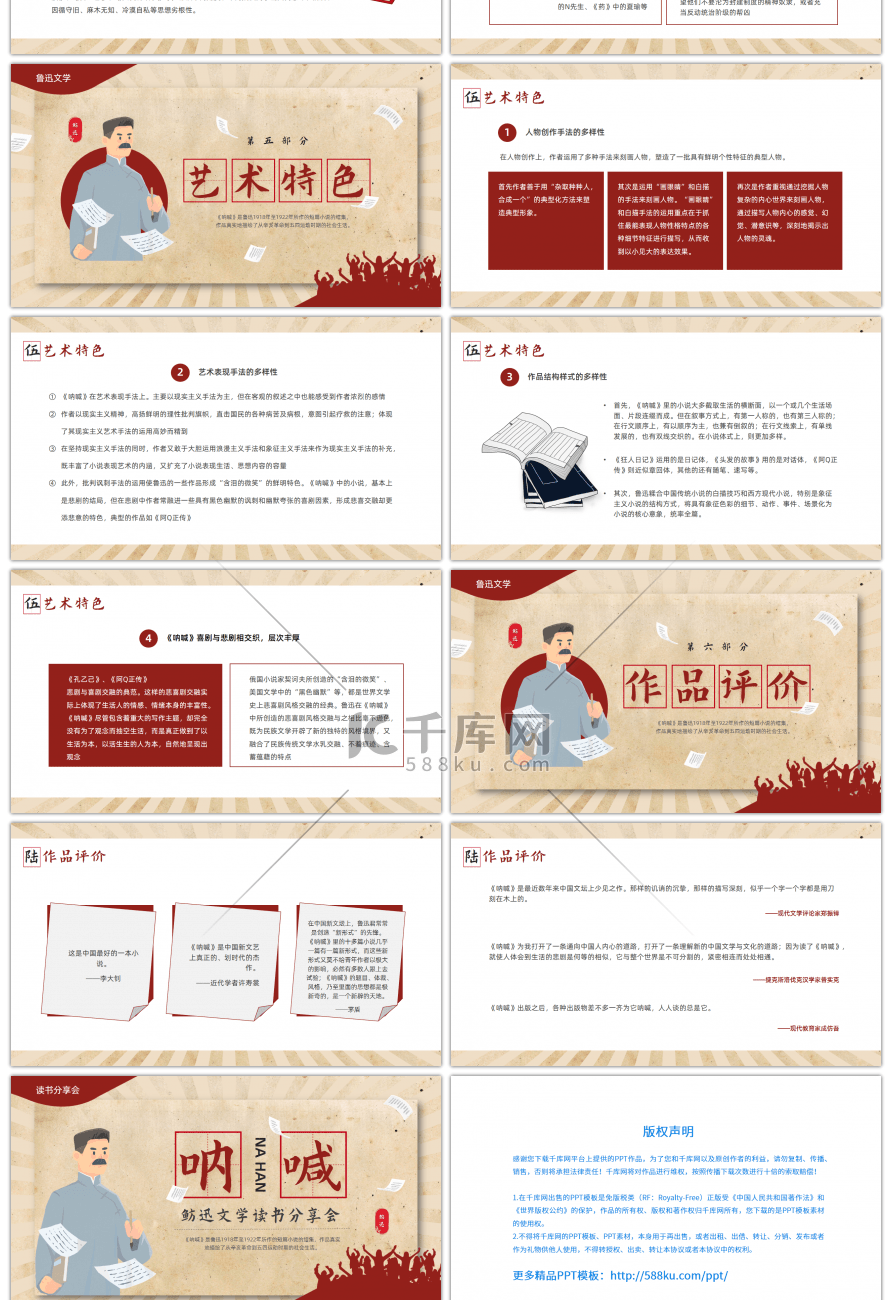 黄色卡通风鲁迅文学读书分享会PPT