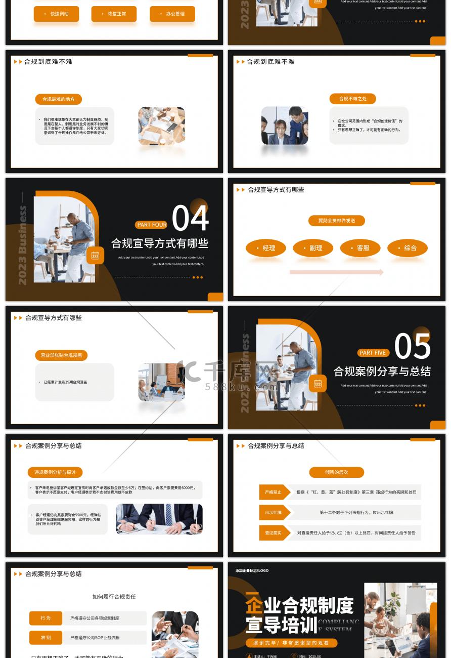 黑色简约商务企业合规制度宣导培训PPT模