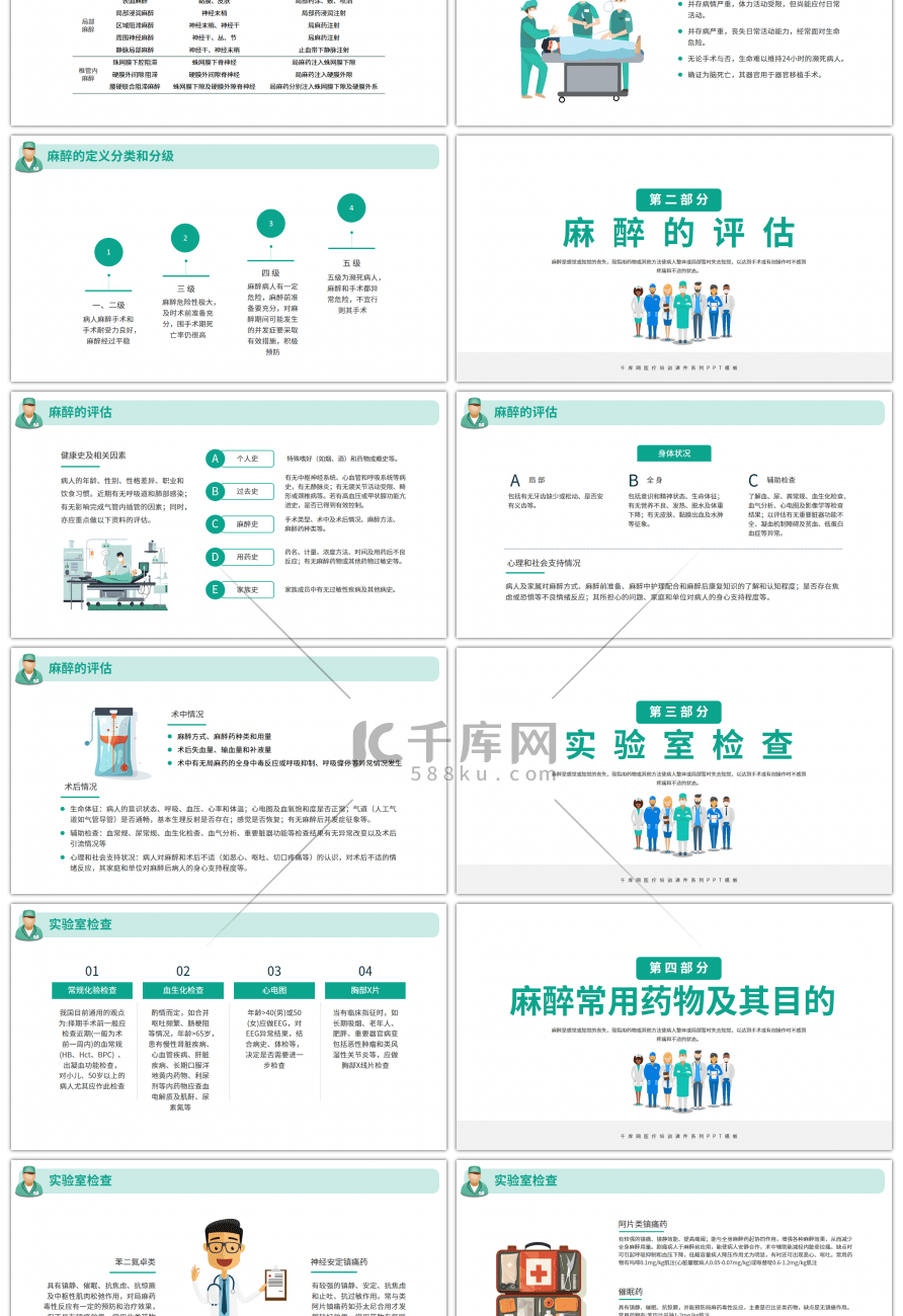 绿色简约麻醉科普知识宣传讲座PPT模板