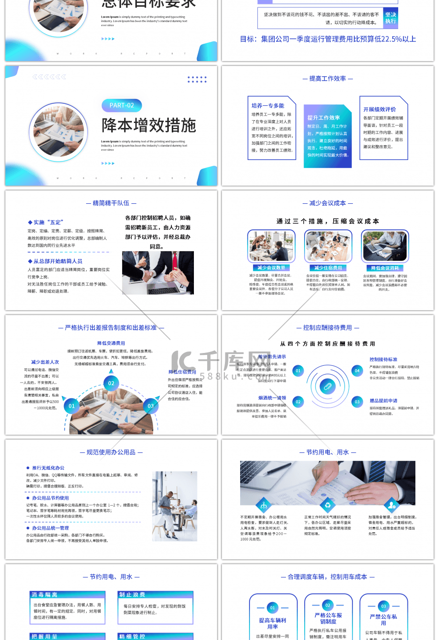 蓝色商务企业降本增效流程管理培训PPT模