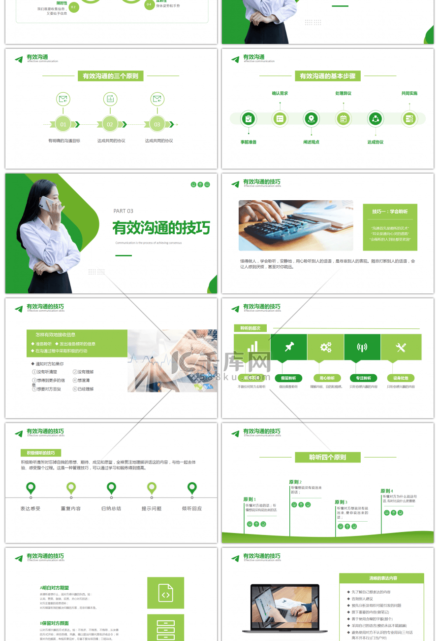 绿色简约有效的沟通技巧培训PPT