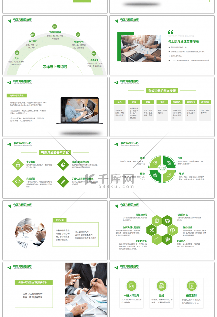 绿色简约有效的沟通技巧培训PPT