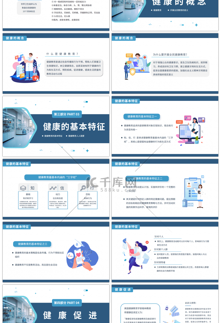 蓝色院内健康教育培训课件PPT模板