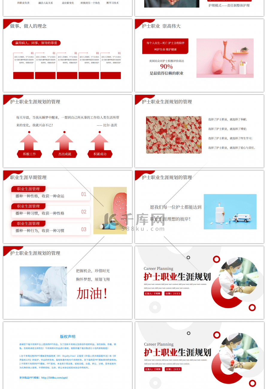 红色护士职业生涯规划方案PPT模板