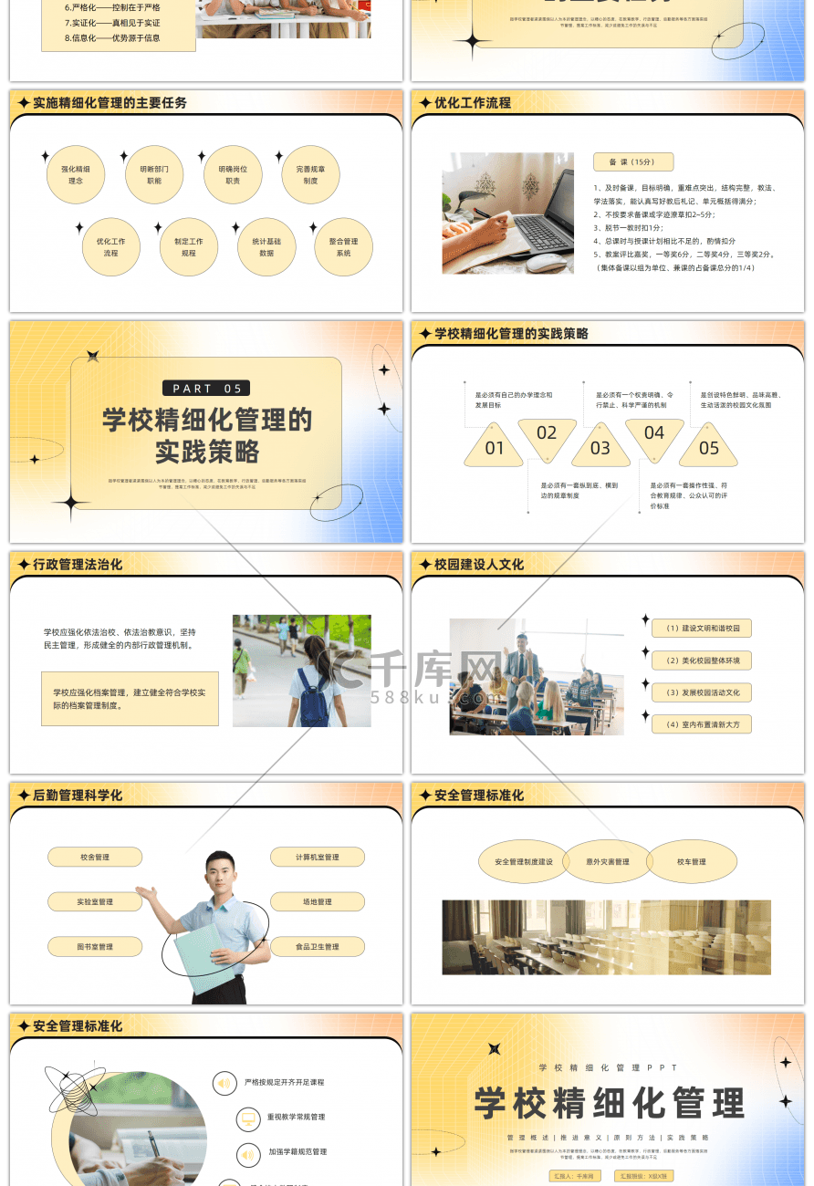 浅色简约学校精细化管理PPT模板宣传