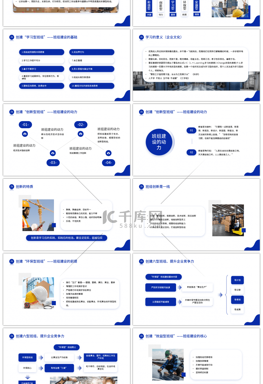 蓝色大气创建六型班组提高企业竞争力PPT