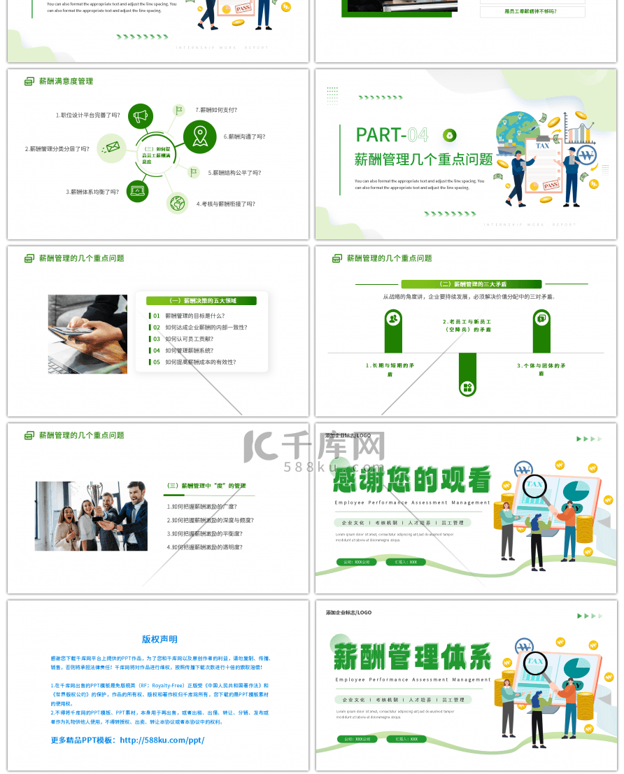 绿色简约企业员工管理绩效考核薪酬管理体系