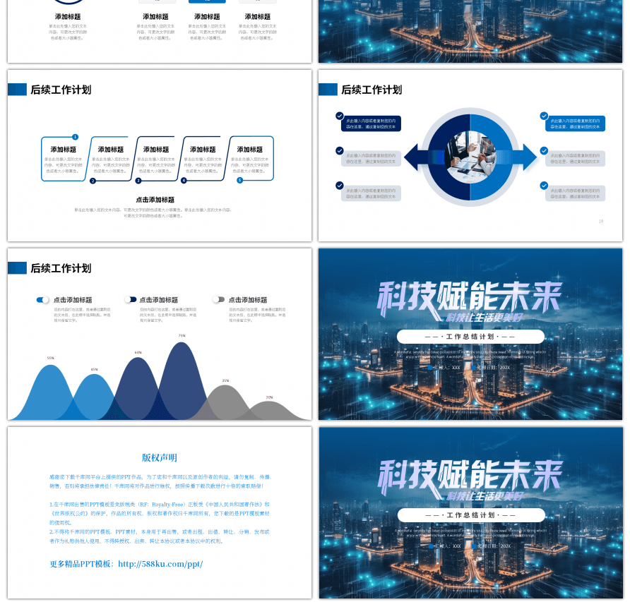 蓝色科技风工作总结计划PPT模板