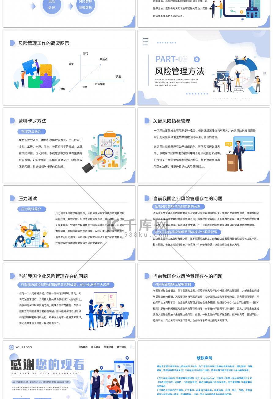 蓝色简约企业风险管理PPT模板