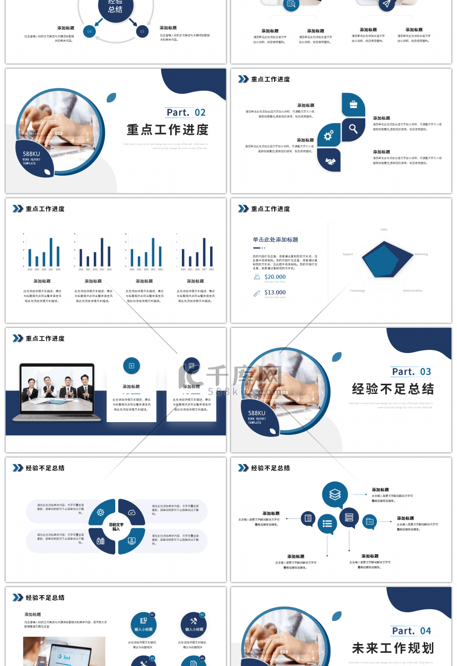 蓝色商务工作总结汇报ppt模板