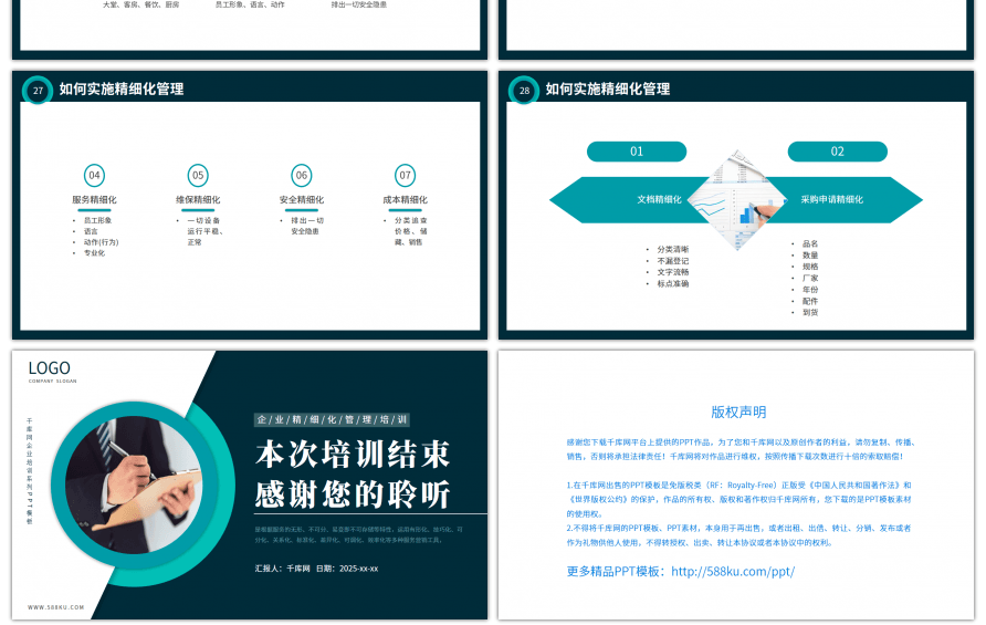 绿色商务风企业精细化管理培训 PPT模板