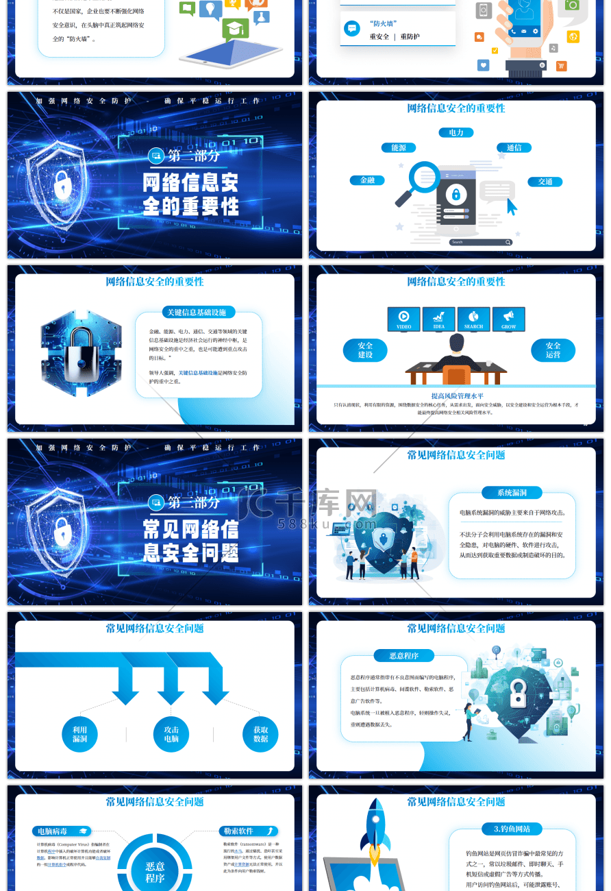 蓝色企业网络安全教育PPT模板