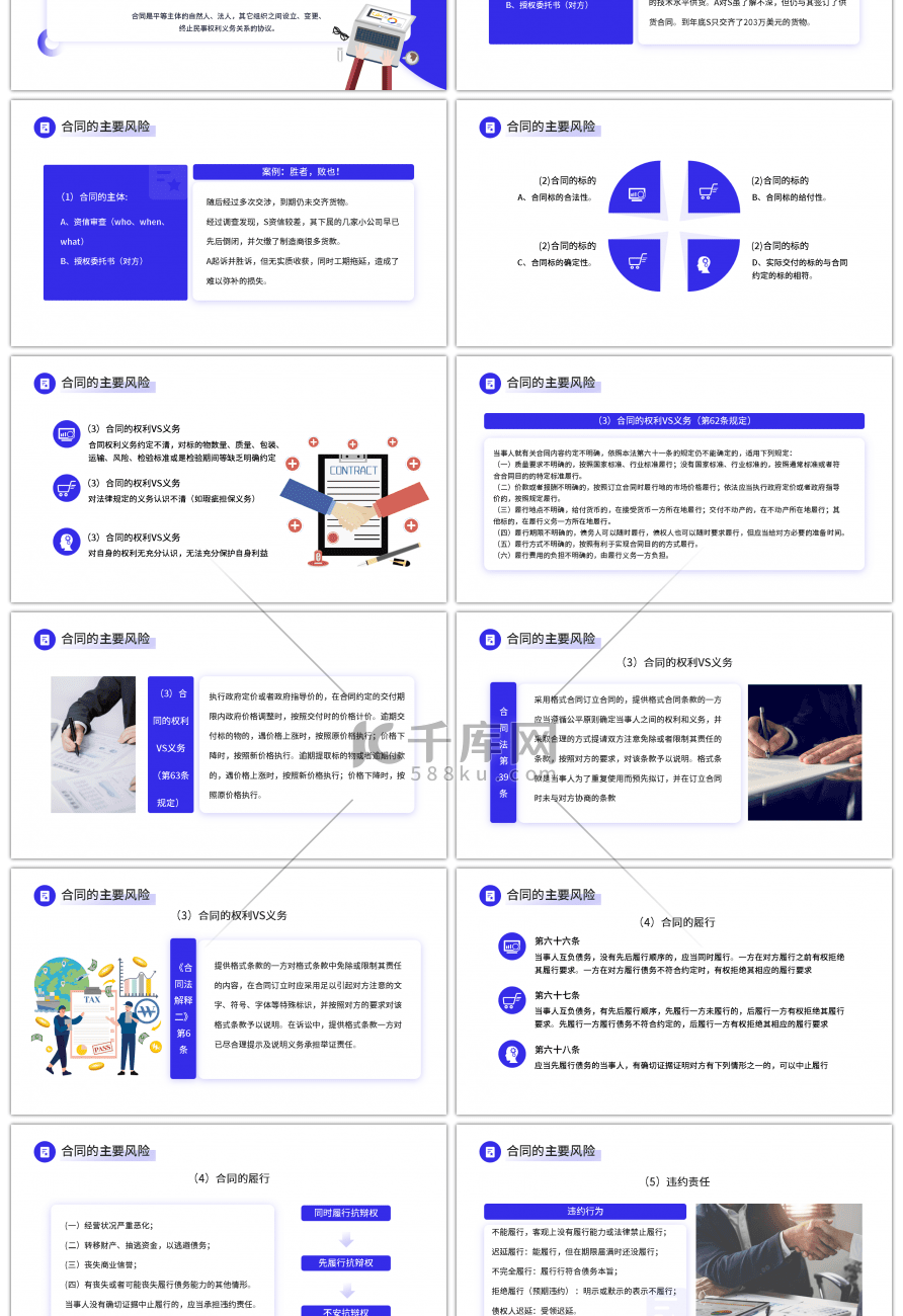 蓝色简约公司合同管理培训PPT模板