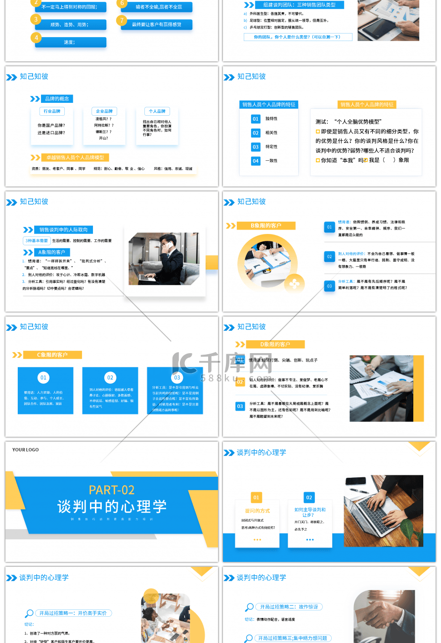 蓝色商务风销售谈判能力技巧企业单位培训P