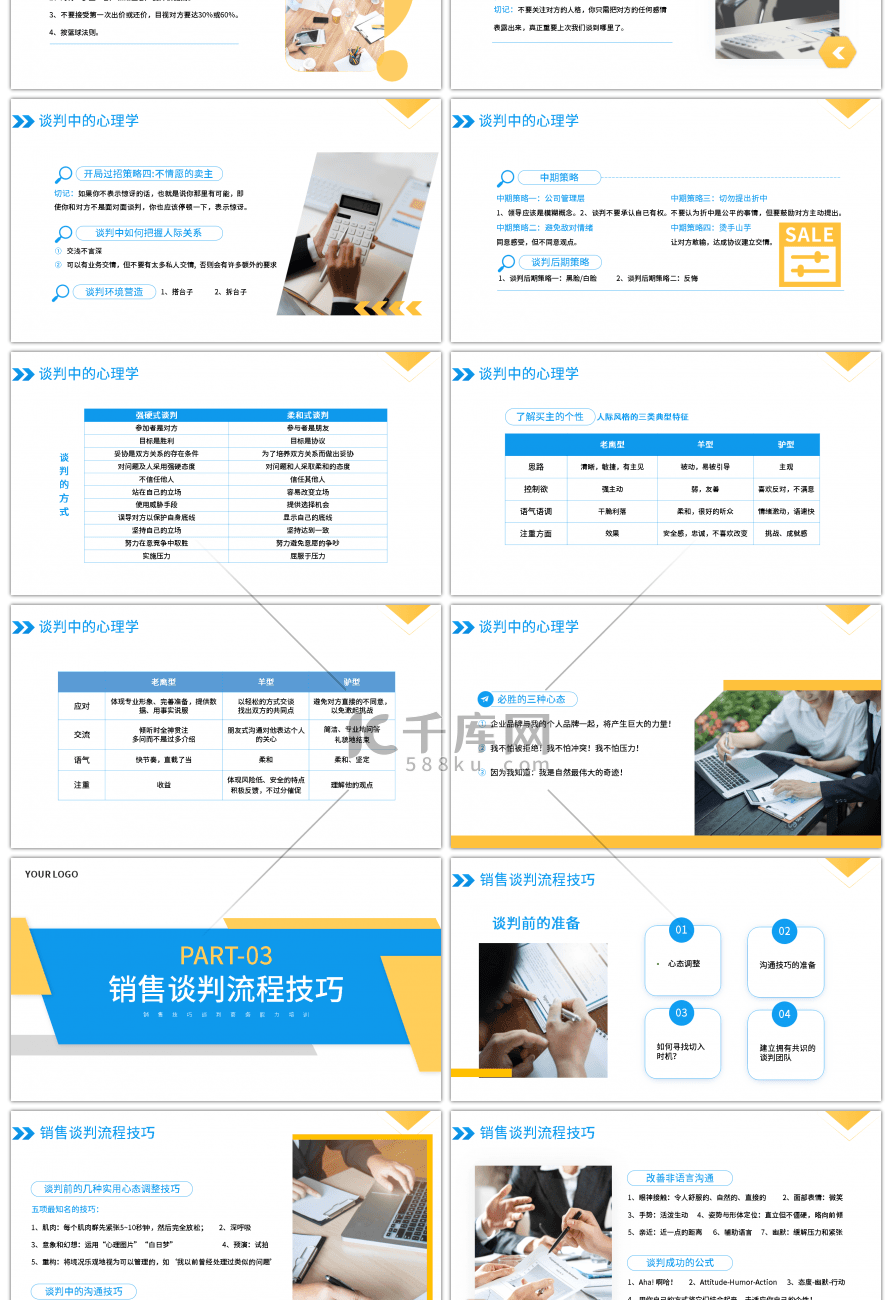 蓝色商务风销售谈判能力技巧企业单位培训P