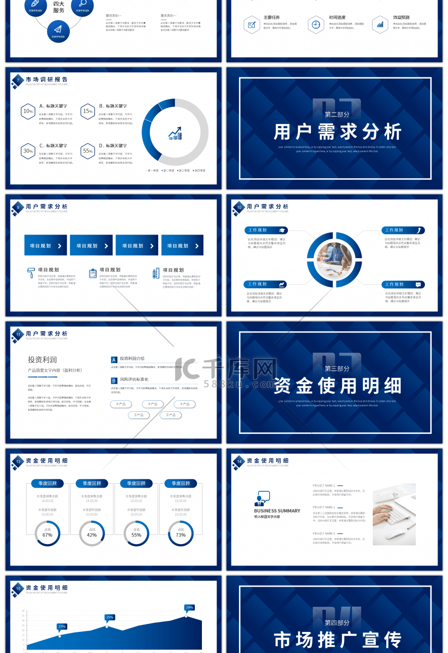 蓝色商务风商业项目计划书PPT模板