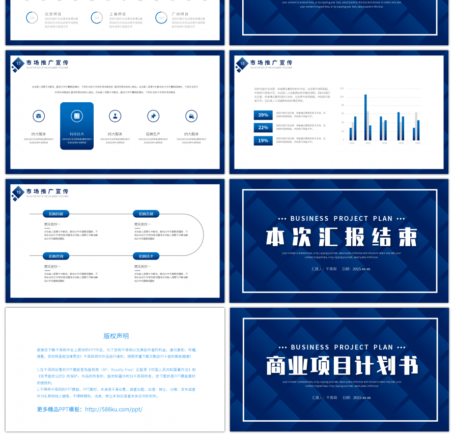 蓝色商务风商业项目计划书PPT模板